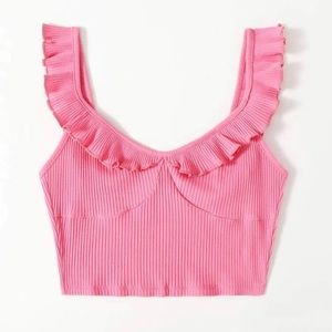 Pink ruffle tank top